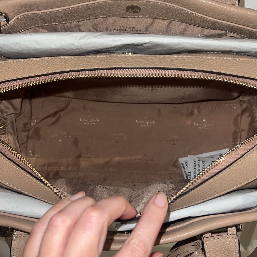 kate spade Beige/Taupe Leather Satchel with Tassel Charms - Picture 7 of 14